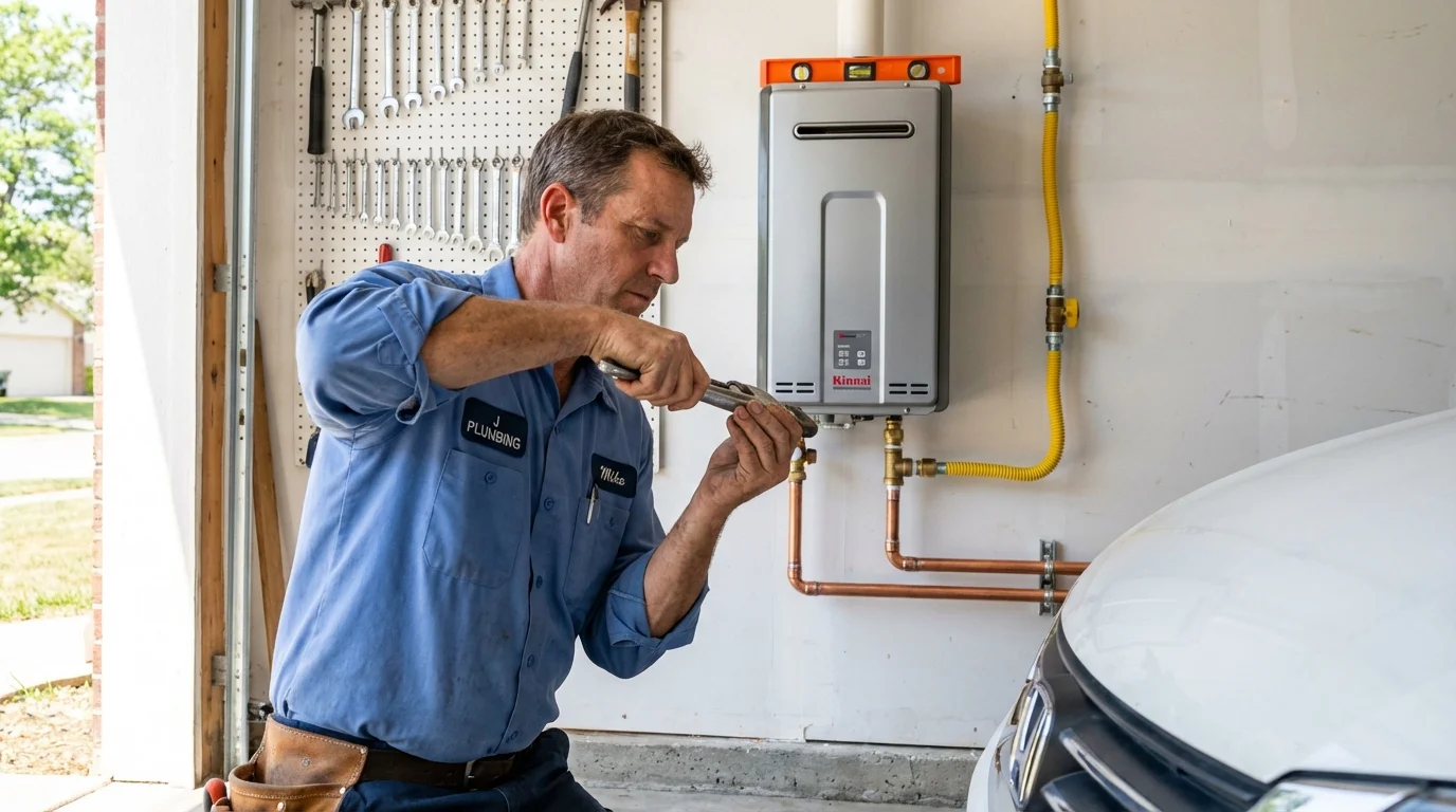 Tankless water heater installation by a Johns Plumbing LLC plumber in Barnesville